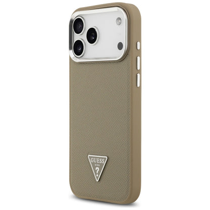 Pouzdro MagSafe pro Apple iPhone 17 Pro Max, Guess, Grained Triangle Logo, Hnědá