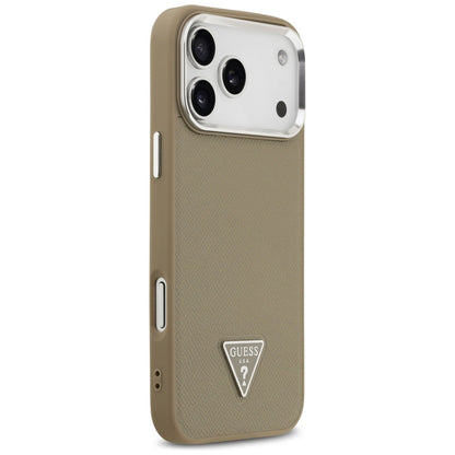 Pouzdro MagSafe pro Apple iPhone 17 Pro Max, Guess, Grained Triangle Logo, Hnědá