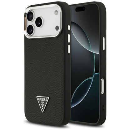 Pouzdro MagSafe pro Apple iPhone 17 Pro Max, Guess, Grained Triangle Logo, Černá