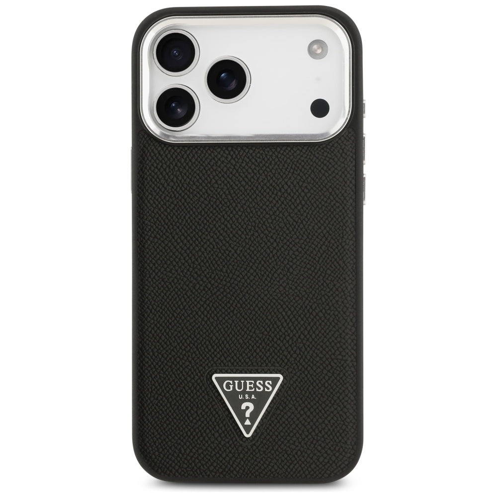 Pouzdro MagSafe pro Apple iPhone 17 Pro Max, Guess, Grained Triangle Logo, Černá
