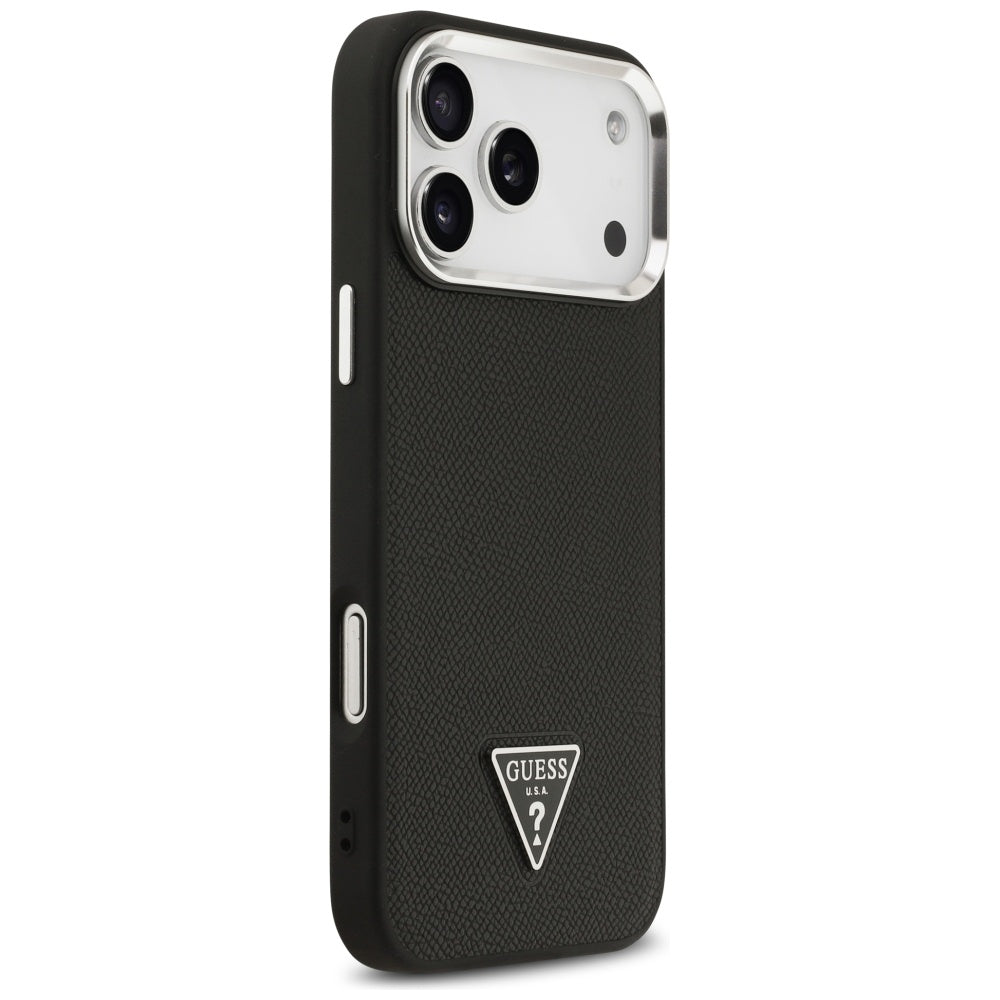 Pouzdro MagSafe pro Apple iPhone 17 Pro Max, Guess, Grained Triangle Logo, Černá