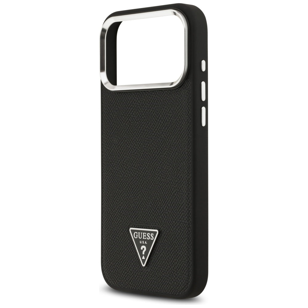 Pouzdro MagSafe pro Apple iPhone 17 Pro Max, Guess, Grained Triangle Logo, Černá