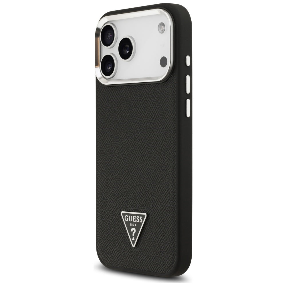 Pouzdro MagSafe pro Apple iPhone 17 Pro Max, Guess, Grained Triangle Logo, Černá
