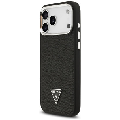 Pouzdro MagSafe pro Apple iPhone 17 Pro Max, Guess, Grained Triangle Logo, Černá