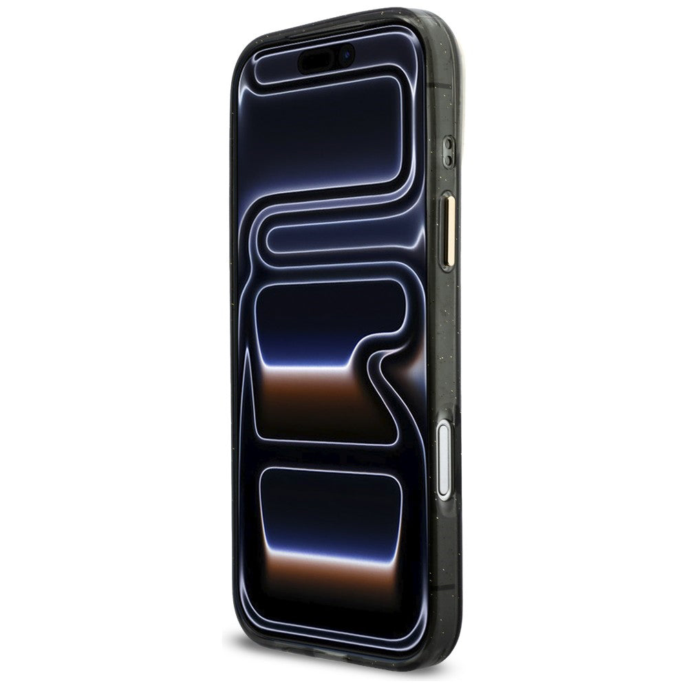 MagSafe Case for Apple iPhone 17 Pro Max, Guess, IML Glitter Script Strap, Black