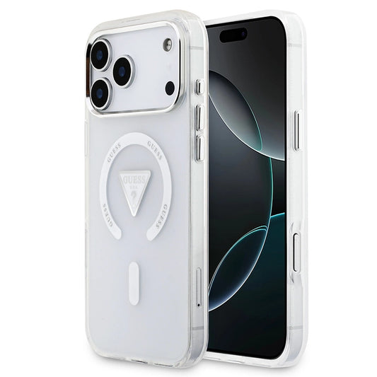Pouzdro MagSafe pro Apple iPhone 17 Pro Max, Guess, IML Gradient Triangle Logo, Transparentní