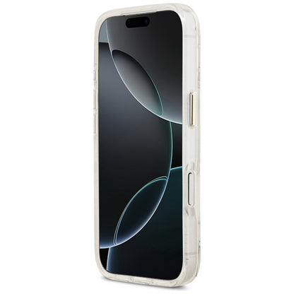 Pouzdro MagSafe pro Apple iPhone 17 Pro Max, Guess, IML Metal Glitter Flowers Triangle, Bílá