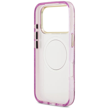 Pouzdro MagSafe pro Apple iPhone 17 Pro Max, Guess, IML Metal Glitter Flowers Triangle, Fialová