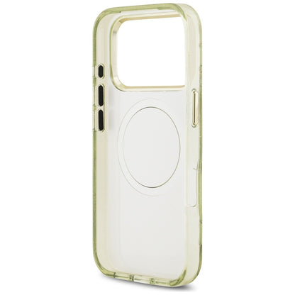 Pouzdro MagSafe pro Apple iPhone 17 Pro Max, Guess, IML Metal Glitter Flowers Triangle, Zelená