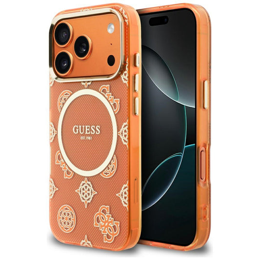 Pouzdro MagSafe pro Apple iPhone 17 Pro Max, Guess, IML Peony Dot, Oranžové