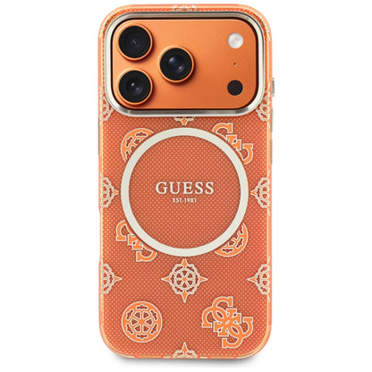 Pouzdro MagSafe pro Apple iPhone 17 Pro Max, Guess, IML Peony Dot, Oranžové