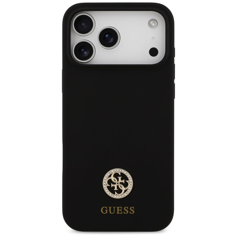 Pouzdro MagSafe pro Apple iPhone 17 Pro Max, Guess, Logo Strass 4G, Černá