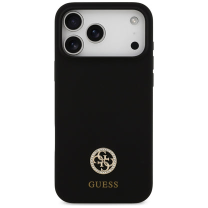 Pouzdro MagSafe pro Apple iPhone 17 Pro Max, Guess, Logo Strass 4G, Černá