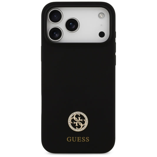 Pouzdro MagSafe pro Apple iPhone 17 Pro Max, Guess, Logo Strass 4G, Černá