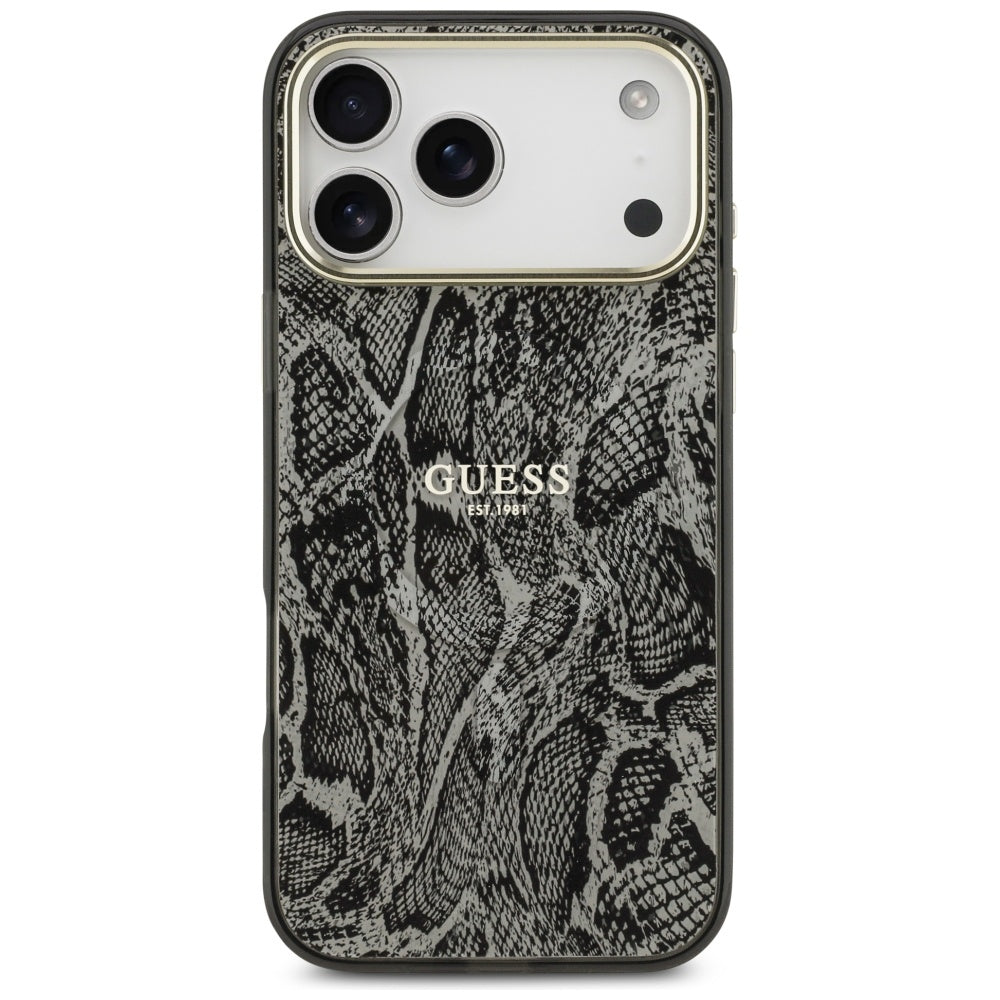 Pouzdro MagSafe pro Apple iPhone 17 Pro Max, Guess, Python Pattern, Černá