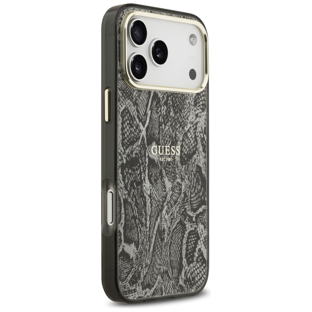 Pouzdro MagSafe pro Apple iPhone 17 Pro Max, Guess, Python Pattern, Černá