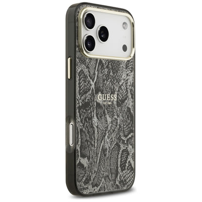 Pouzdro MagSafe pro Apple iPhone 17 Pro Max, Guess, Python Pattern, Černá