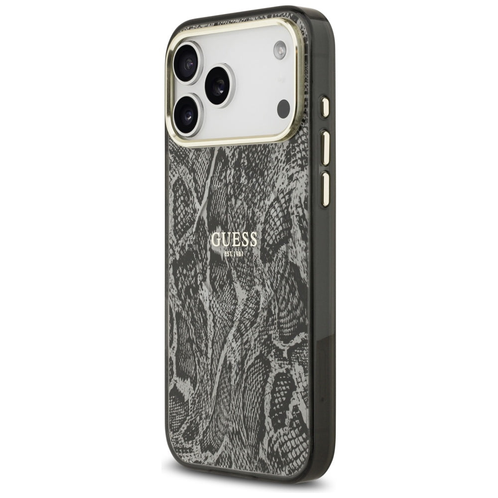Pouzdro MagSafe pro Apple iPhone 17 Pro Max, Guess, Python Pattern, Černá