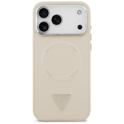 Pouzdro MagSafe pro Apple iPhone 17 Pro Max, Guess, Triangle Logo, Stříbrně béžová
