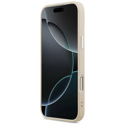 Pouzdro MagSafe pro Apple iPhone 17 Pro Max, Guess, Triangle Logo, Stříbrně béžová