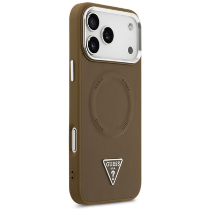 Pouzdro MagSafe pro Apple iPhone 17 Pro Max, Guess, Triangle Logo, Stříbrně hnědé