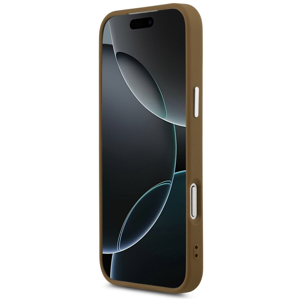 Pouzdro MagSafe pro Apple iPhone 17 Pro Max, Guess, Triangle Logo, Stříbrně hnědé