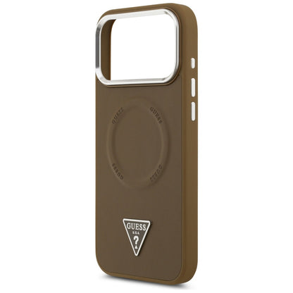 Pouzdro MagSafe pro Apple iPhone 17 Pro Max, Guess, Triangle Logo, Stříbrně hnědé