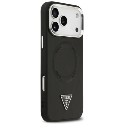 Pouzdro MagSafe pro Apple iPhone 17 Pro Max, Guess, Triangle Logo, Černé Stříbrné