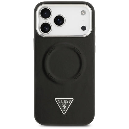 Pouzdro MagSafe pro Apple iPhone 17 Pro Max, Guess, Triangle Logo, Černé Stříbrné