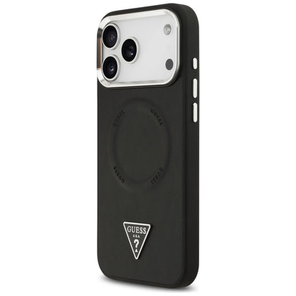 Pouzdro MagSafe pro Apple iPhone 17 Pro Max, Guess, Triangle Logo, Černé Stříbrné