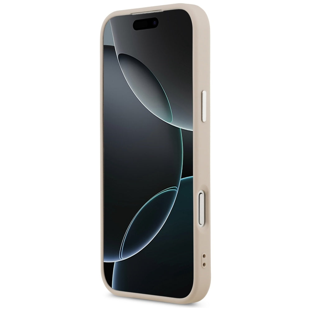Pouzdro MagSafe pro Apple iPhone 17 Pro Max, Guess, Triangle Logo, Růžovo Stříbrné
