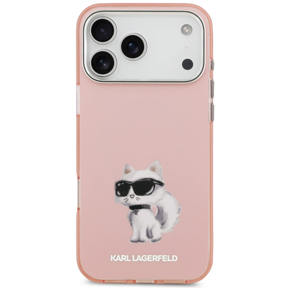 Pouzdro MagSafe pro Apple iPhone 17 Pro Max, Karl Lagerfeld, IML Aquarelle Logo Choupette, Růžová