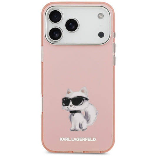 Pouzdro MagSafe pro Apple iPhone 17 Pro Max, Karl Lagerfeld, IML Aquarelle Logo Choupette, Růžová