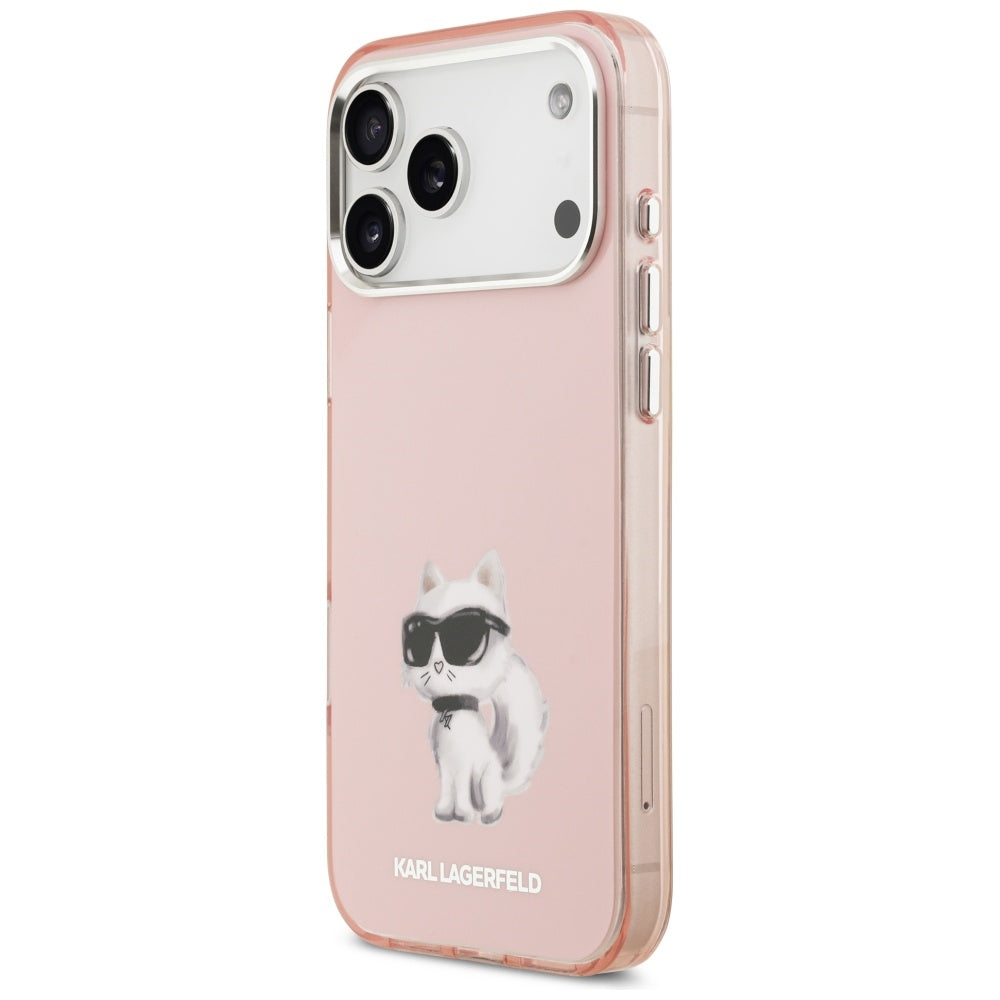 Pouzdro MagSafe pro Apple iPhone 17 Pro Max, Karl Lagerfeld, IML Aquarelle Logo Choupette, Růžová