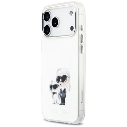 Pouzdro MagSafe pro Apple iPhone 17 Pro Max, Karl Lagerfeld, IML Aquarelle Logo Karl & Choupette, Bílá