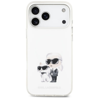 Pouzdro MagSafe pro Apple iPhone 17 Pro Max, Karl Lagerfeld, IML Aquarelle Logo Karl & Choupette, Bílá