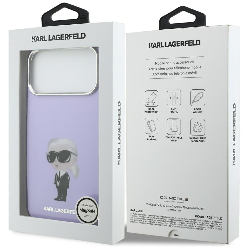 Pouzdro MagSafe pro Apple iPhone 17 Pro Max, Karl Lagerfeld, IML Aquarelle Logo Karl, Fialová