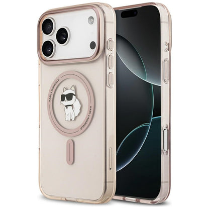 Pouzdro MagSafe pro Apple iPhone 17 Pro Max, Karl Lagerfeld, IML Choupette, Růžová