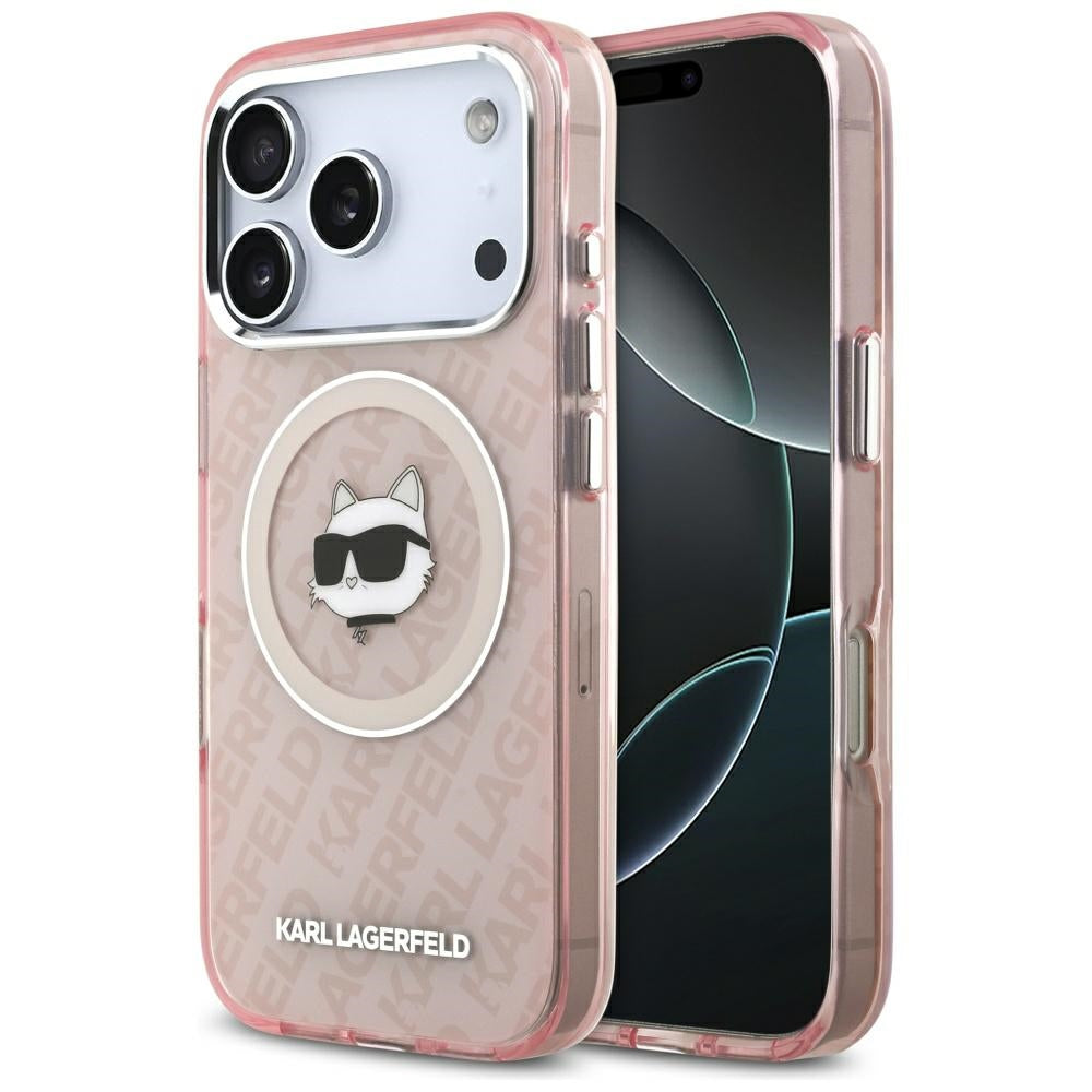 Pouzdro MagSafe pro Apple iPhone 17 Pro Max, Karl Lagerfeld, IML Choupette`s Head, Růžová