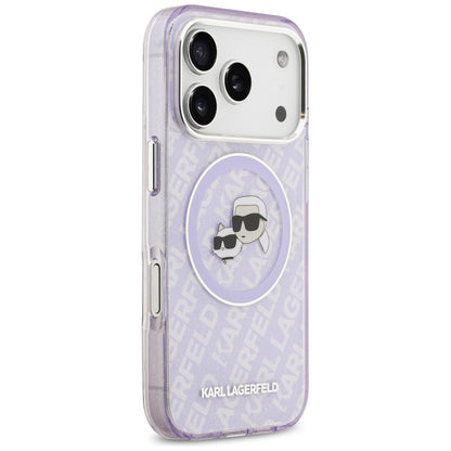 Pouzdro MagSafe pro Apple iPhone 17 Pro Max, Karl Lagerfeld, IML Glitter Karl & Choupette`s Heads, Fialová