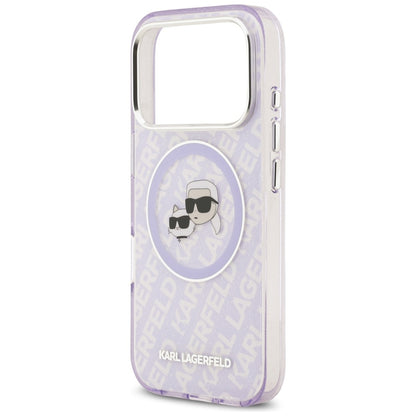 Pouzdro MagSafe pro Apple iPhone 17 Pro Max, Karl Lagerfeld, IML Glitter Karl & Choupette`s Heads, Fialová