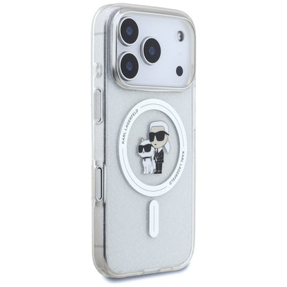 Pouzdro MagSafe pro Apple iPhone 17 Pro Max, Karl Lagerfeld, IML Glitter Karl & Choupette, Průhledné