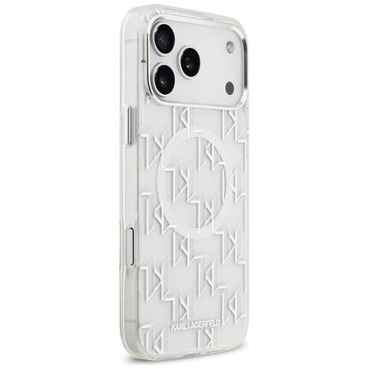 Pouzdro MagSafe pro Apple iPhone 17 Pro Max, Karl Lagerfeld, IML KL Monogram, Bílá