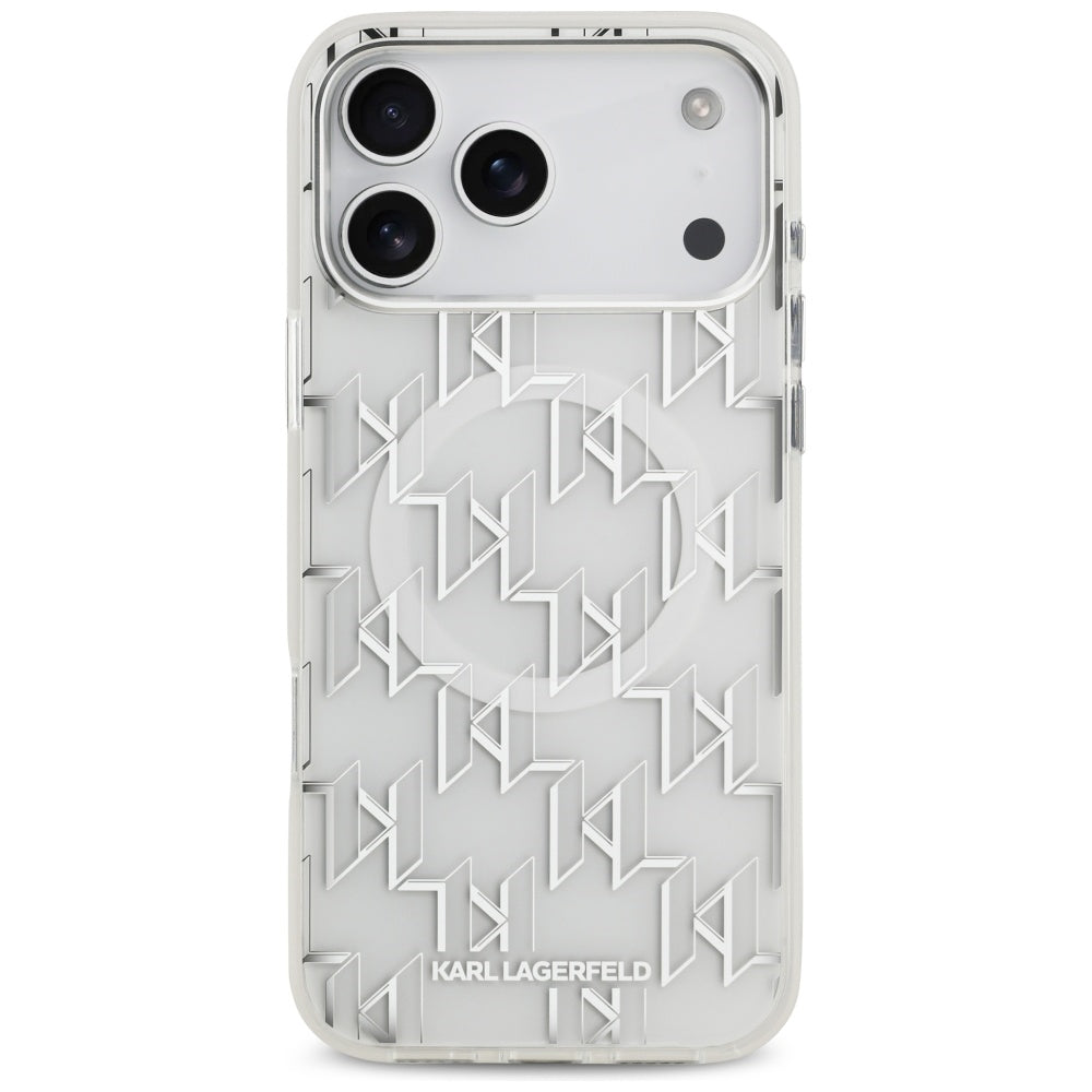 Pouzdro MagSafe pro Apple iPhone 17 Pro Max, Karl Lagerfeld, IML KL Monogram, Bílá