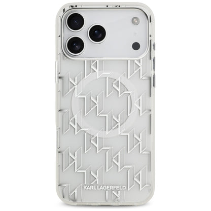 Pouzdro MagSafe pro Apple iPhone 17 Pro Max, Karl Lagerfeld, IML KL Monogram, Bílá