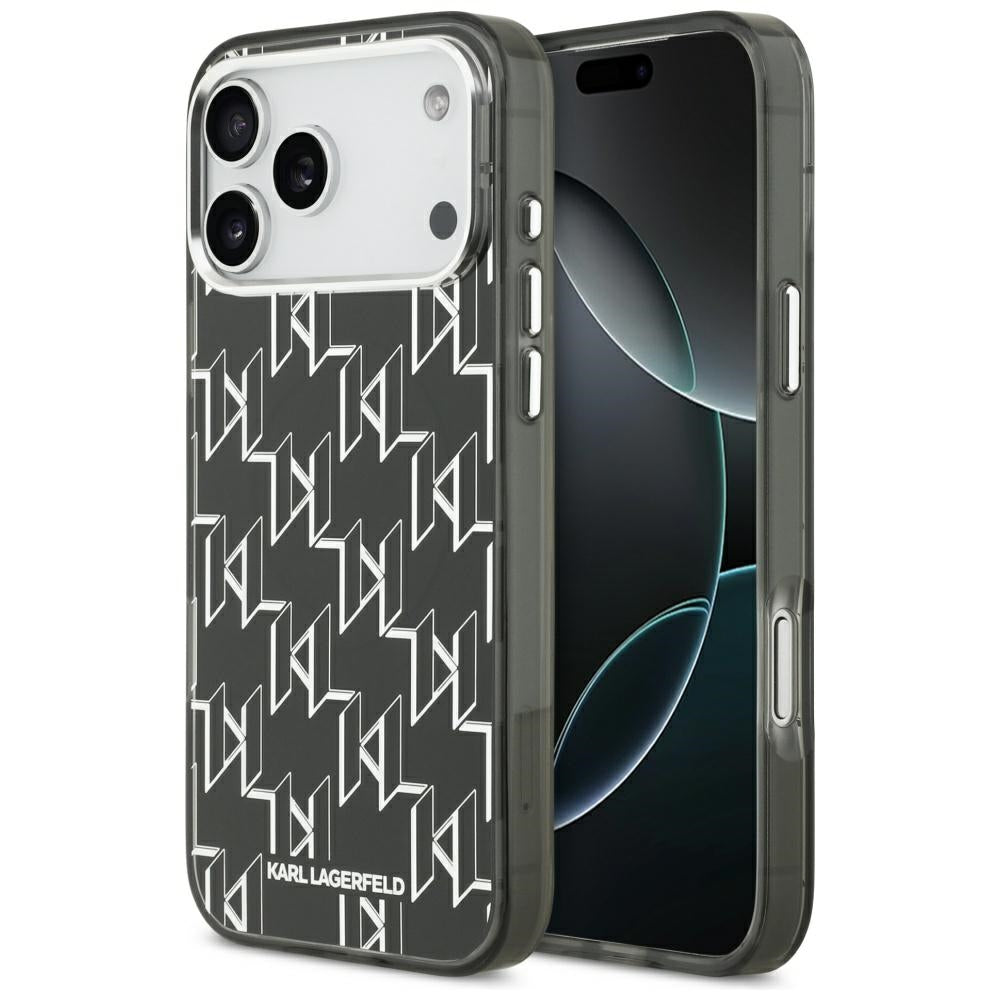 Pouzdro MagSafe pro Apple iPhone 17 Pro Max, Karl Lagerfeld, IML KL Monogram, Černá