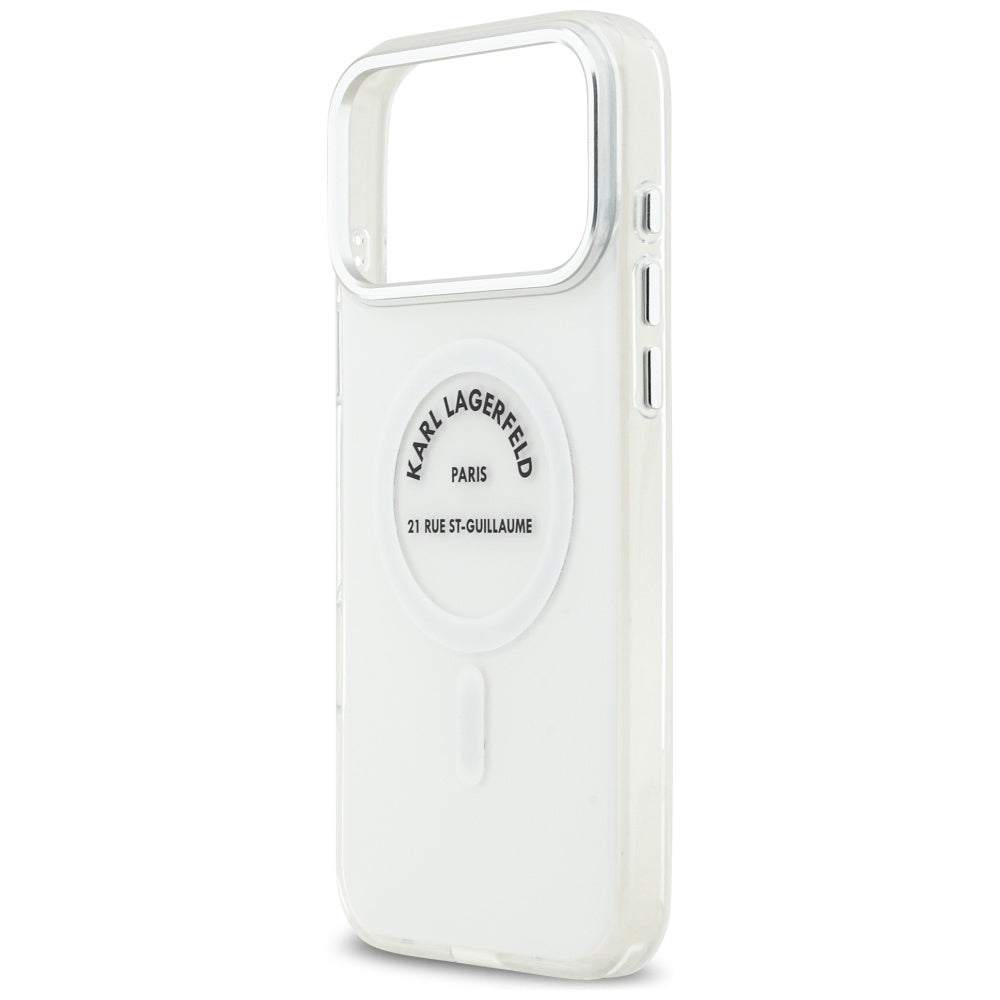 Pouzdro MagSafe pro Apple iPhone 17 Pro Max, Karl Lagerfeld, IML Logo RSG, Průhledné