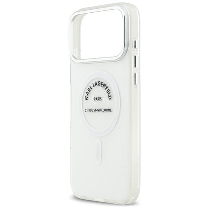 Pouzdro MagSafe pro Apple iPhone 17 Pro Max, Karl Lagerfeld, IML Logo RSG, Průhledné