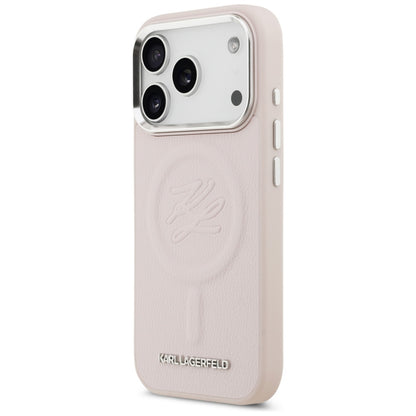Pouzdro MagSafe pro Apple iPhone 17 Pro Max, Karl Lagerfeld, Initial & Metal Logo, Růžové