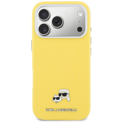 MagSafe Case for Apple iPhone 17 Pro Max, Karl Lagerfeld, Karl & Choupette Head's Pin, Yellow